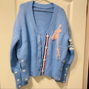 Chunky blue giraffe sweater